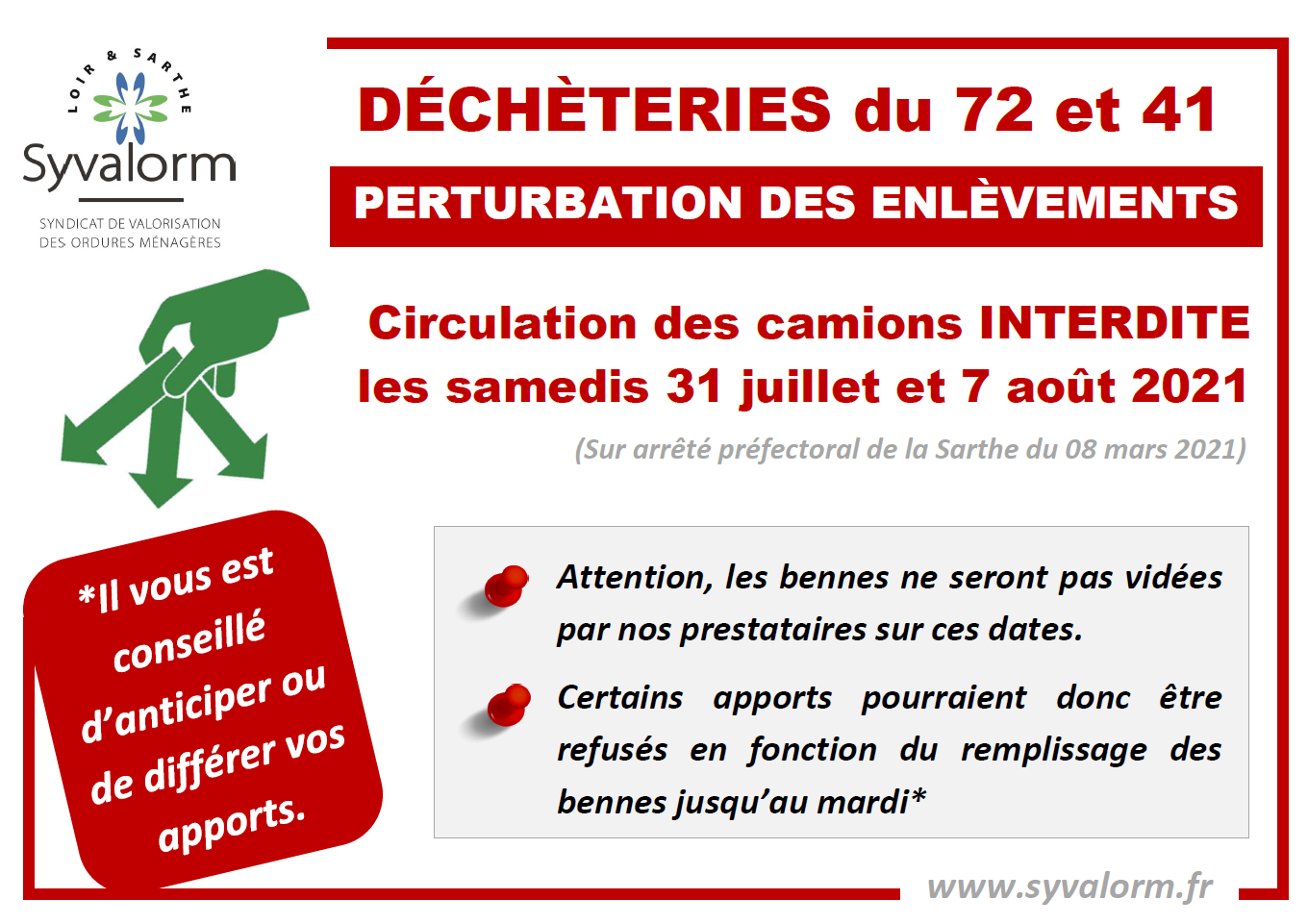 camions interdits de rouler 3107 et 0708